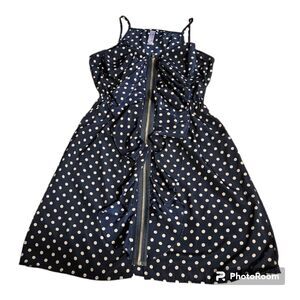 Alya Polka Dot Polyester Ruffle Zip Up Small Dress